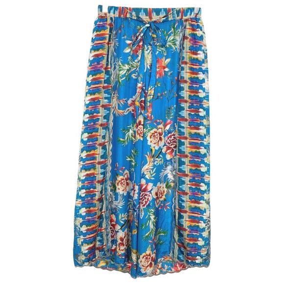 Johnny Was Silk Pants Blue Floral Size Small - Picture 3 of 8